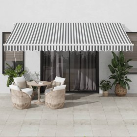 Toldo retráctil manual gris antracita y blanco 450x350