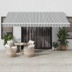 Toldo retráctil manual gris antracita y blanco 450x350 cm