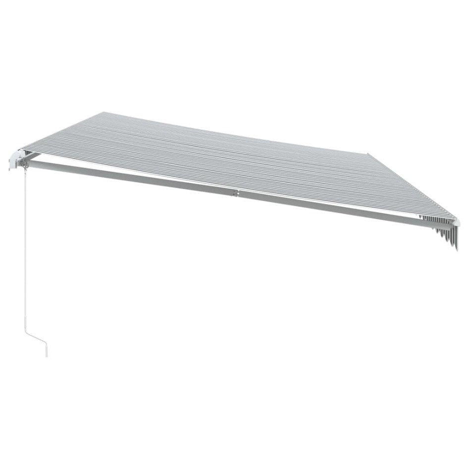 Toldo retráctil manual gris antracita y blanco 600x350