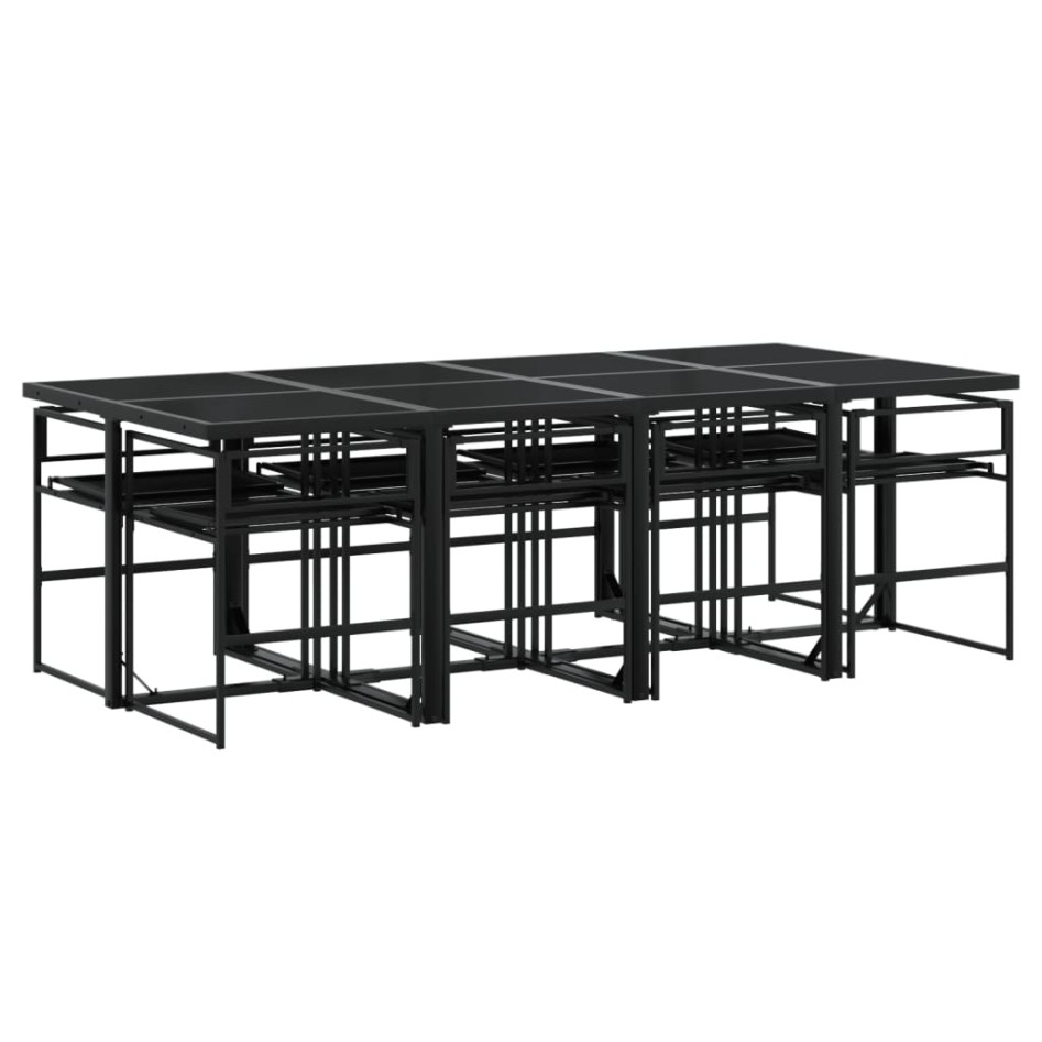 Juego de comedor de jardín 9 piezas con cojines textileno