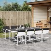 Juego de comedor de jardín 9 pzas con cojines textilene blanco