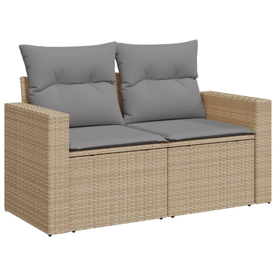 Set sofás de jardín 7 piezas y cojines ratán sintético