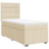 Cama box spring con colchón tela color crema 90x200