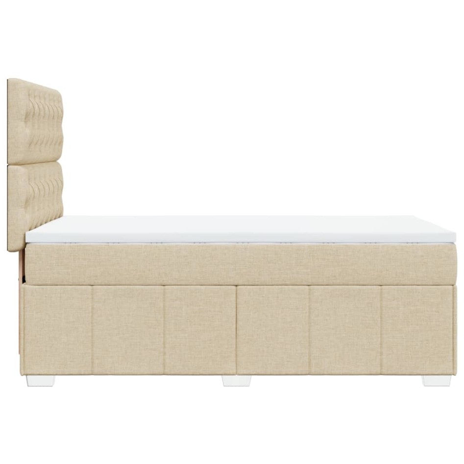 Cama box spring con colchón tela color crema 90x200