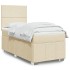 Cama box spring con colchón tela color crema 90x200