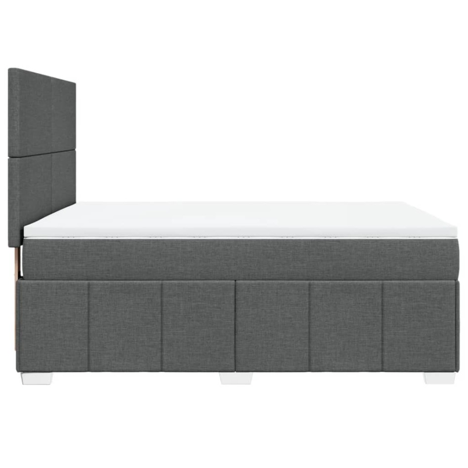 Cama box spring con colchón tela gris oscuro 140x200