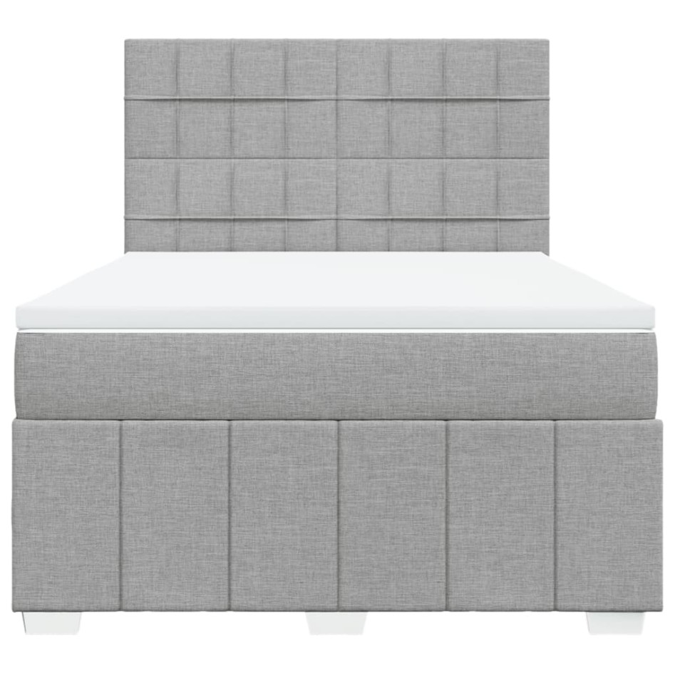 Cama box spring con colchón tela gris claro 140x200