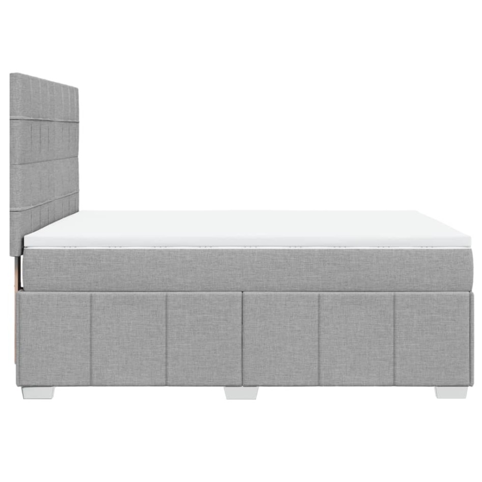 Cama box spring con colchón tela gris claro 140x200