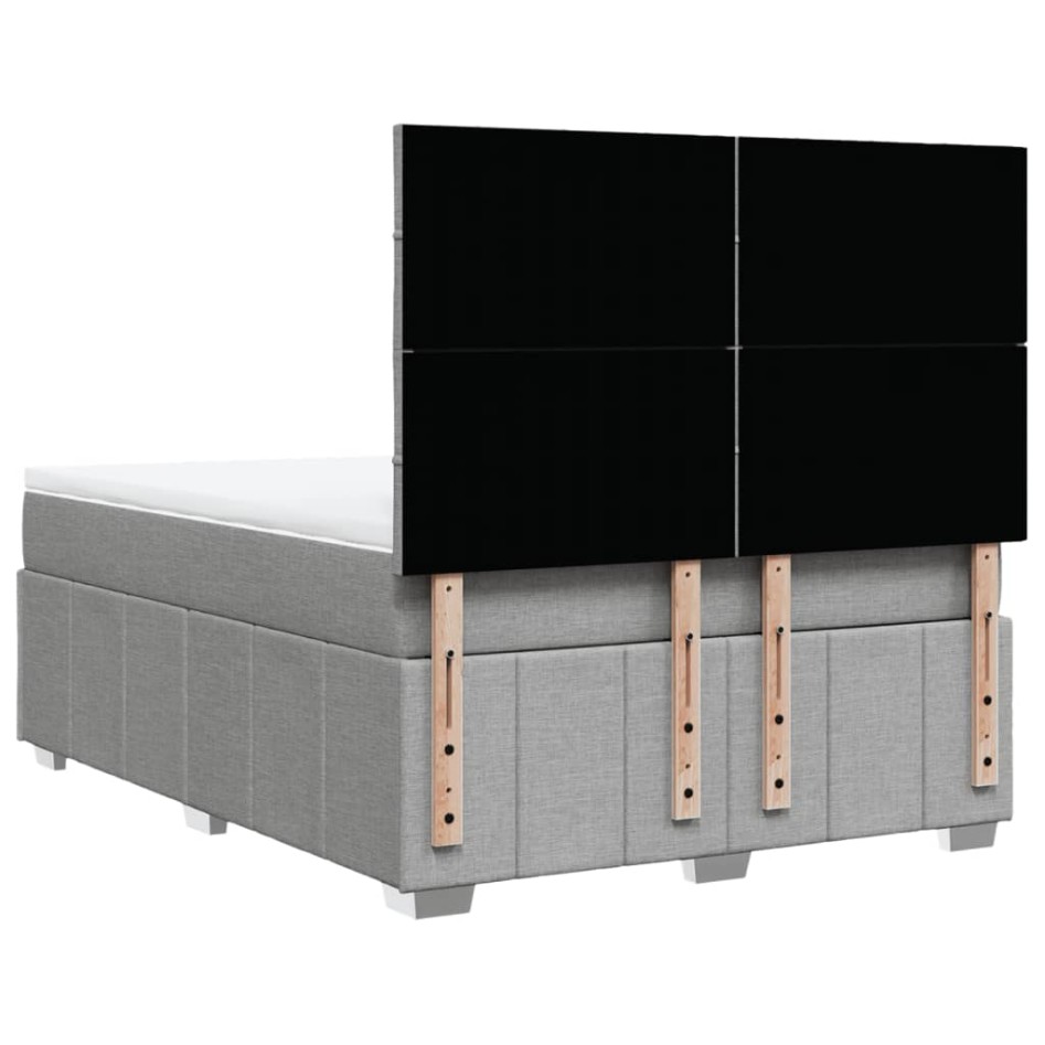 Cama box spring con colchón tela gris claro 140x200