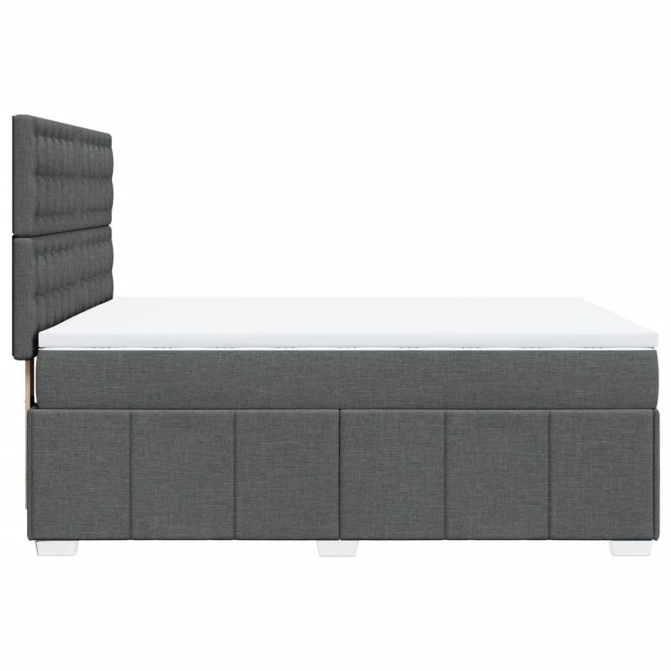 Cama box spring con colchón tela gris oscuro 140x200