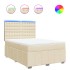 Cama box spring con colchón tela color crema 140x200