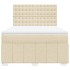 Cama box spring con colchón tela color crema 140x200