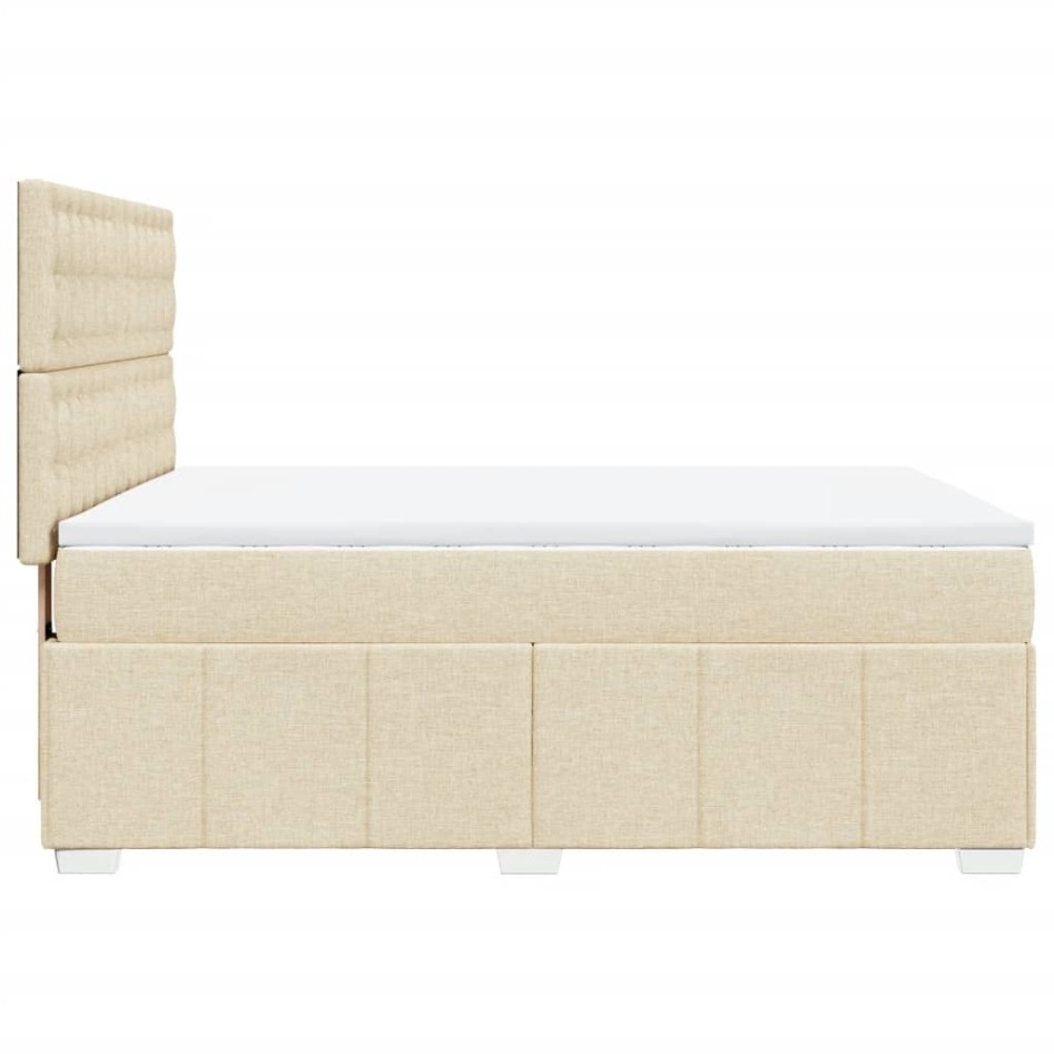 Cama box spring con colchón tela color crema 140x200