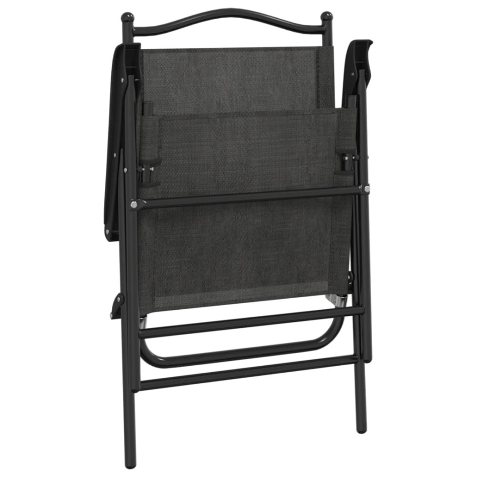 Sillas de jardín plegables 8 uds acero y textileno gris