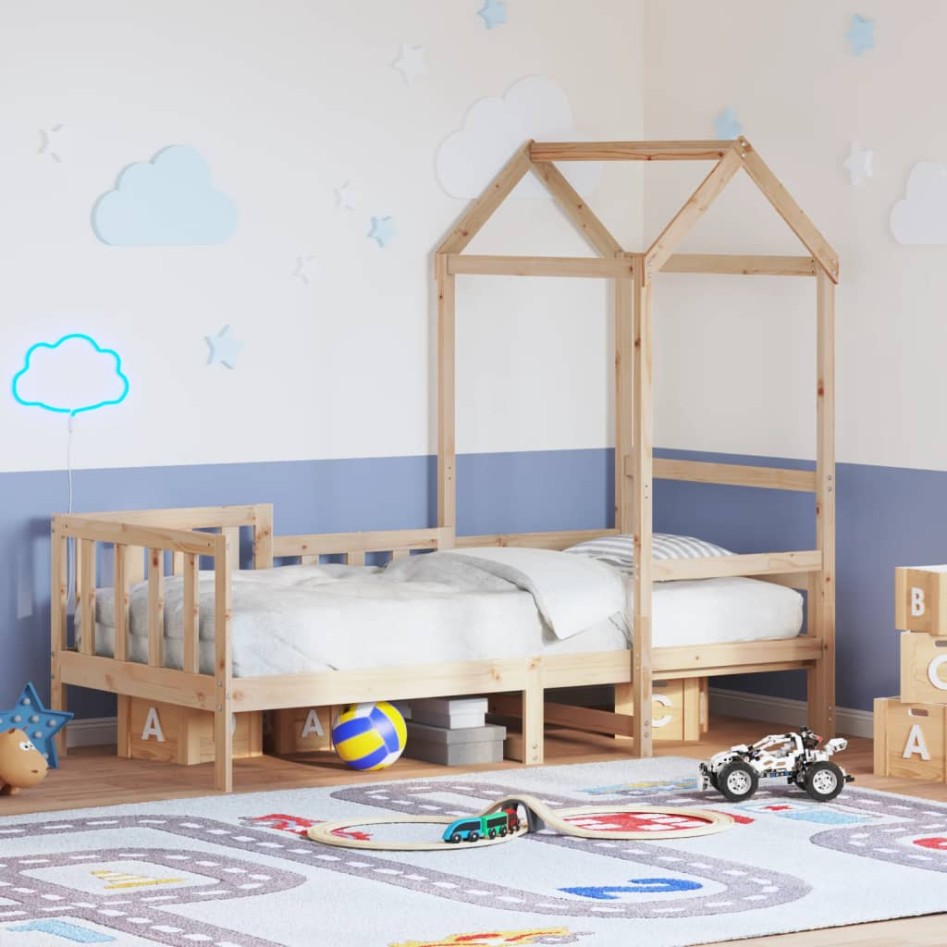 Sofá cama con techo madera maciza de pino 90x200