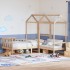 Set de sofá cama con banco y techo madera maciza pino 90x200