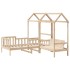 Set de sofá cama con banco y techo madera maciza pino 90x200