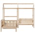 Set de sofá cama con banco y techo madera maciza pino 90x200