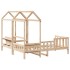 Set de sofá cama con banco y techo madera maciza pino 90x200