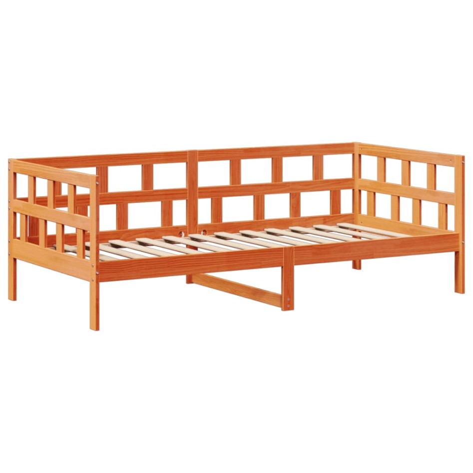 Sofá cama con techo madera maciza pino marrón cera 80x200