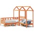 Sofá cama con techo madera maciza pino marrón cera 90x200