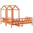 Sofá cama con techo madera maciza pino marrón cera 90x200