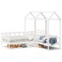 Sofá cama con techo madera maciza de pino blanco 80x200