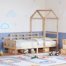 Sofá cama con techo de madera maciza de pino 80x200