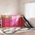 Litera con tobogán y cortinas rosa 90x200