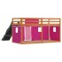 Litera con tobogán y cortinas rosa 90x200