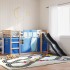 Litera con tobogán y cortinas azul 80x200