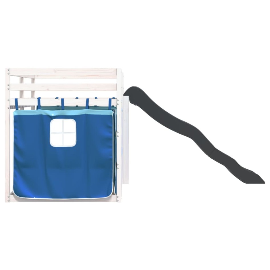 Litera con tobogán y cortinas azul 80x200