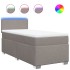 Cama box spring con colchón tela gris taupe 80x200