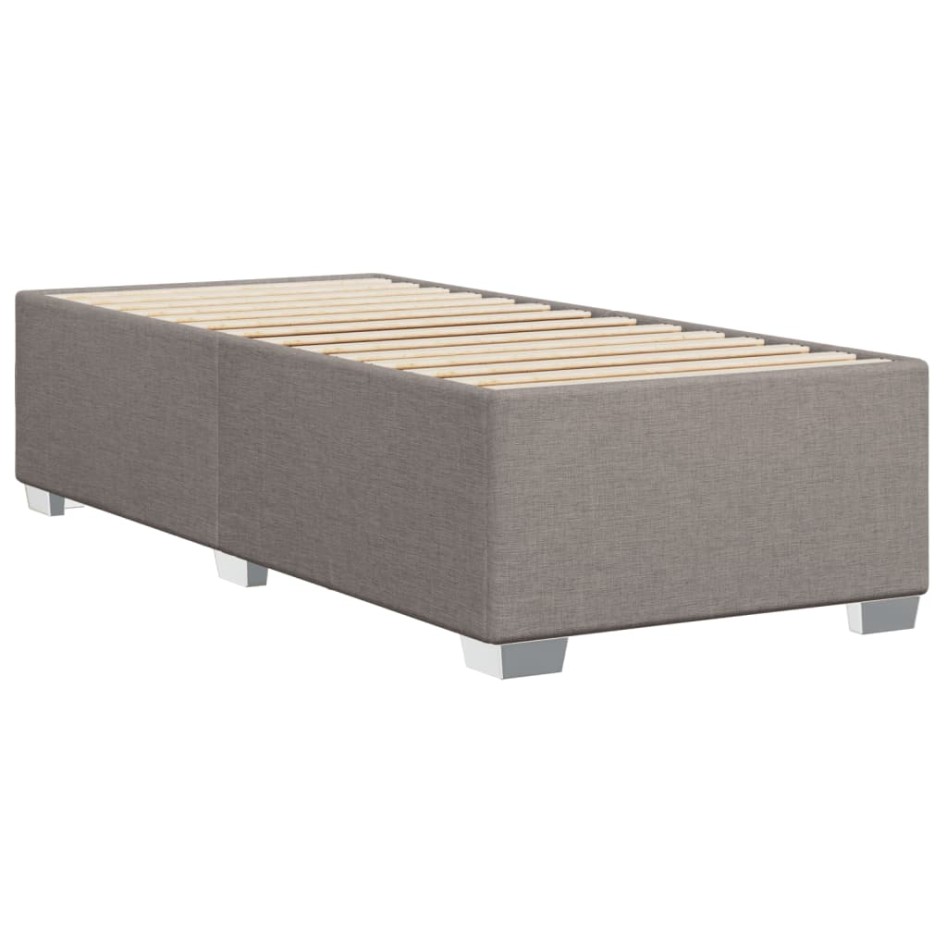 Cama box spring con colchón tela gris taupe 80x200