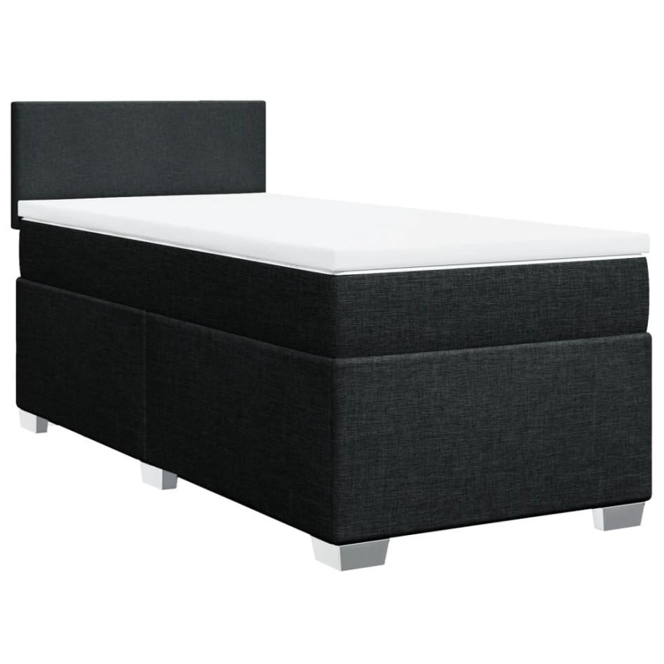 Cama box spring con colchón tela negro 90x190