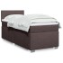 Cama box spring con colchón tela marrón oscuro 90x200