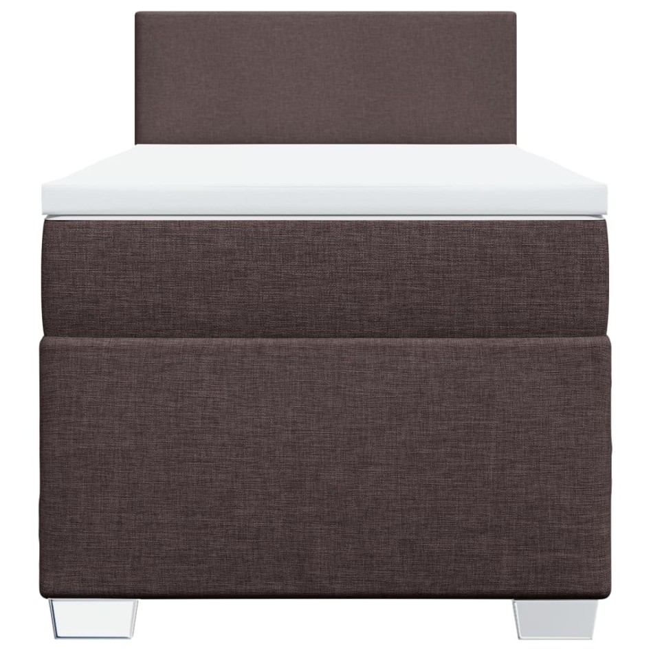 Cama box spring con colchón tela marrón oscuro 90x200