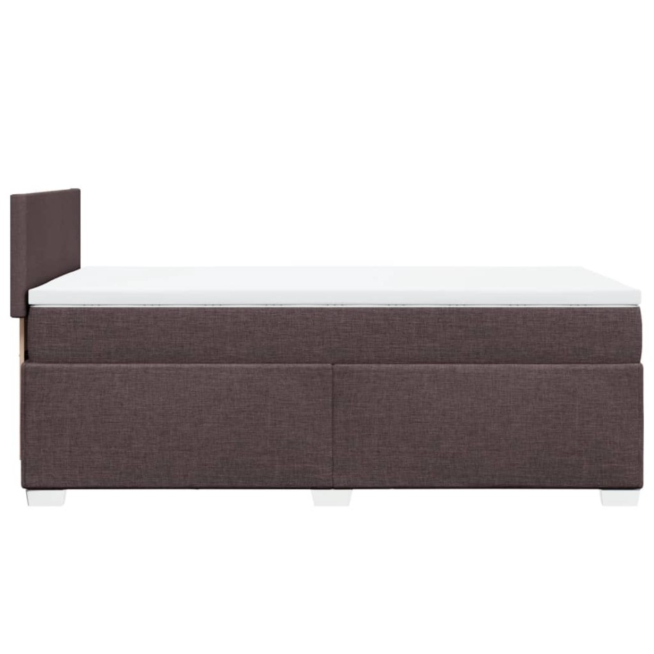 Cama box spring con colchón tela marrón oscuro 90x200