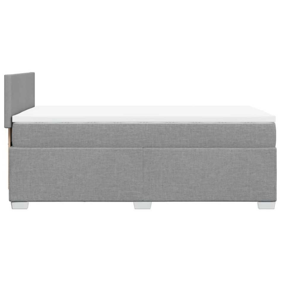 Cama box spring con colchón tela gris claro 100x200