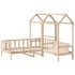 Set de sofá cama con banco y techo madera maciza pino 80x200