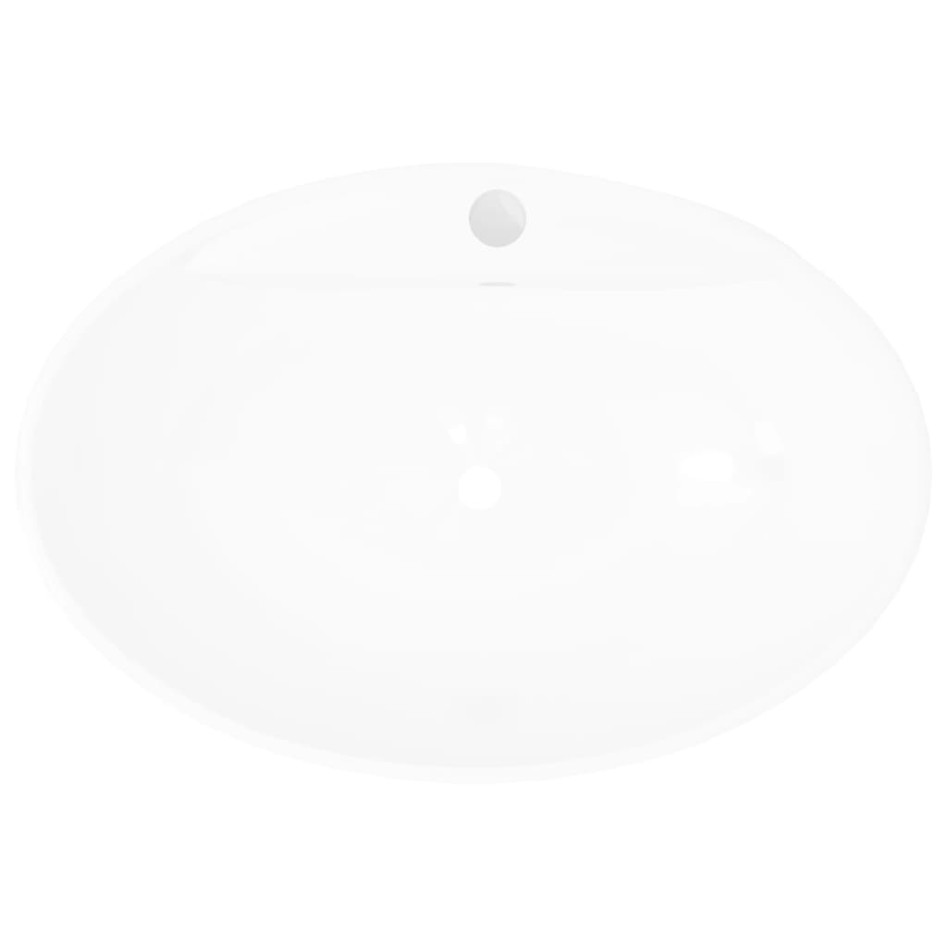 Lavabo de cerámica ovalado con orificio de grifo y