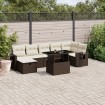 Set sofás de jardín 8 piezas y cojines ratán sintético marrón