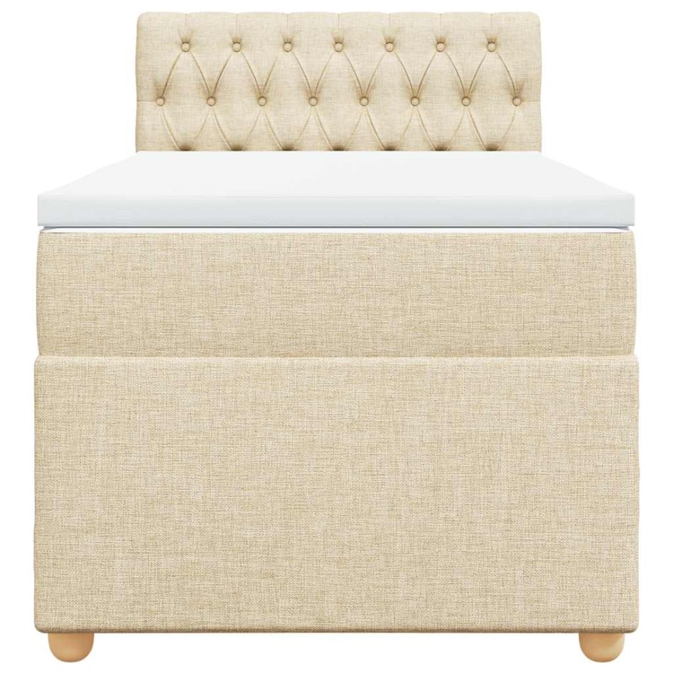 Cama box spring con colchón tela color crema 80x200