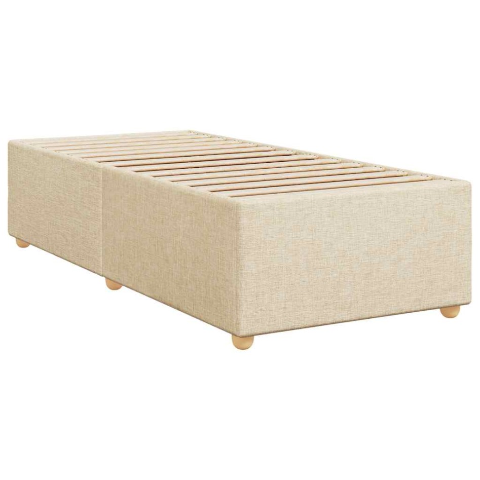 Cama box spring con colchón tela color crema 80x200