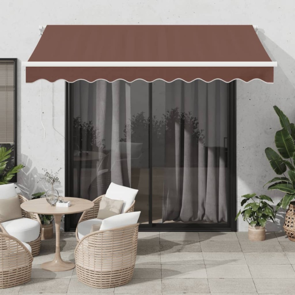Toldo retráctil automático burdeos 300x250