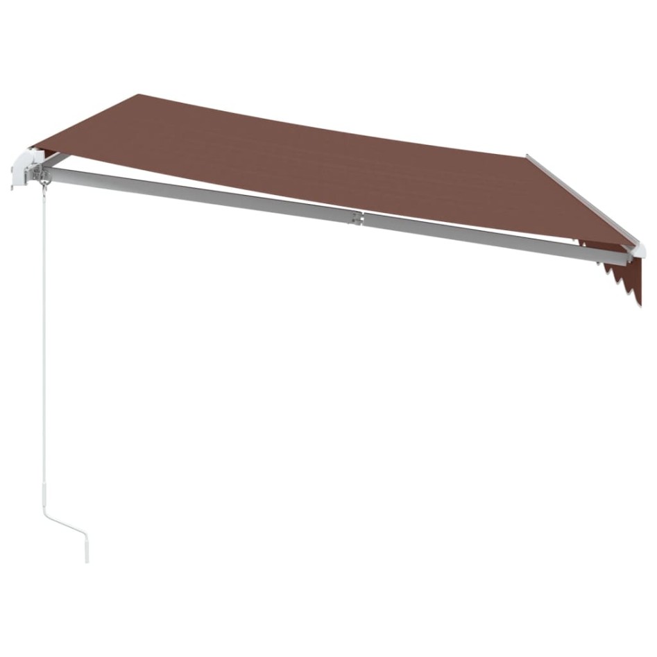 Toldo retráctil manual con luz LED marrón 350x250