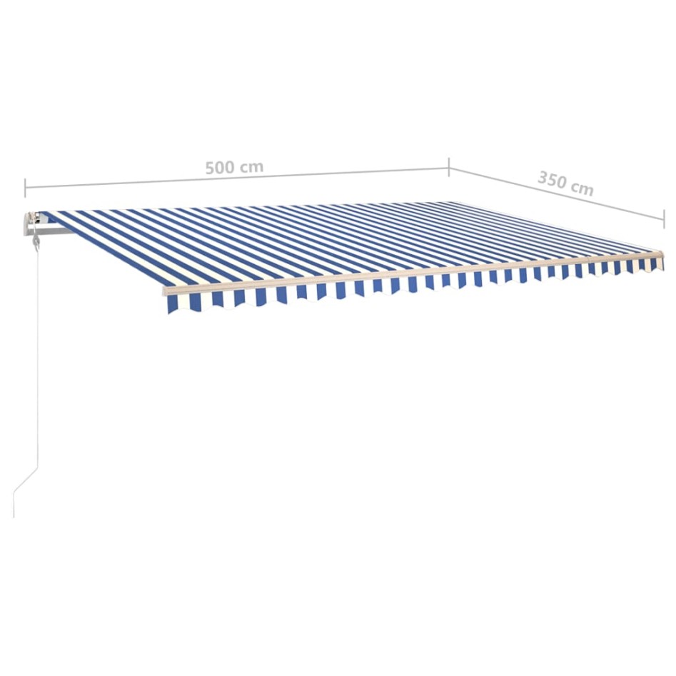 Toldo manual retráctil con luz LED azul y blanco 5x3,5