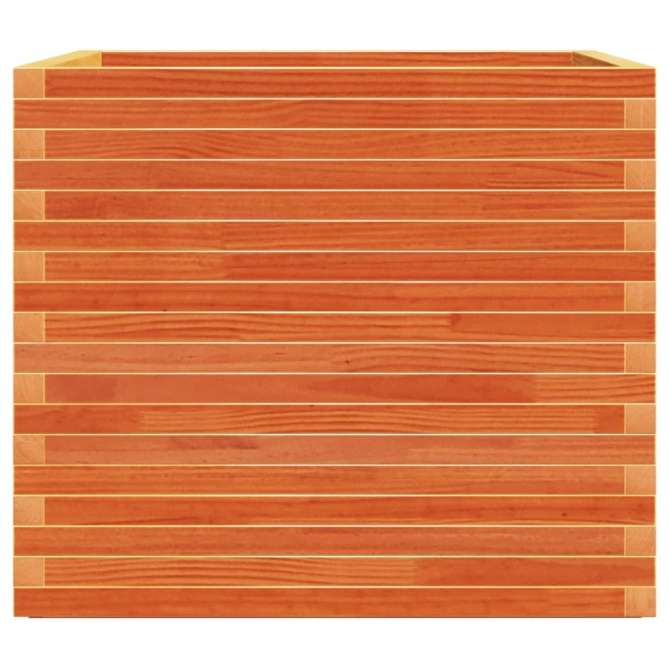 Jardinera madera maciza de pino marrón cera 80x80x72