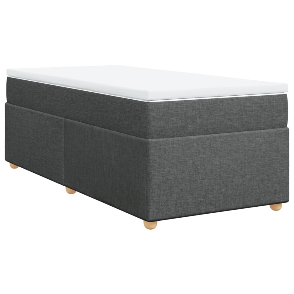Cama box spring con colchón tela gris oscuro 90x200