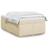 Cama box spring con colchón tela color crema 120x200